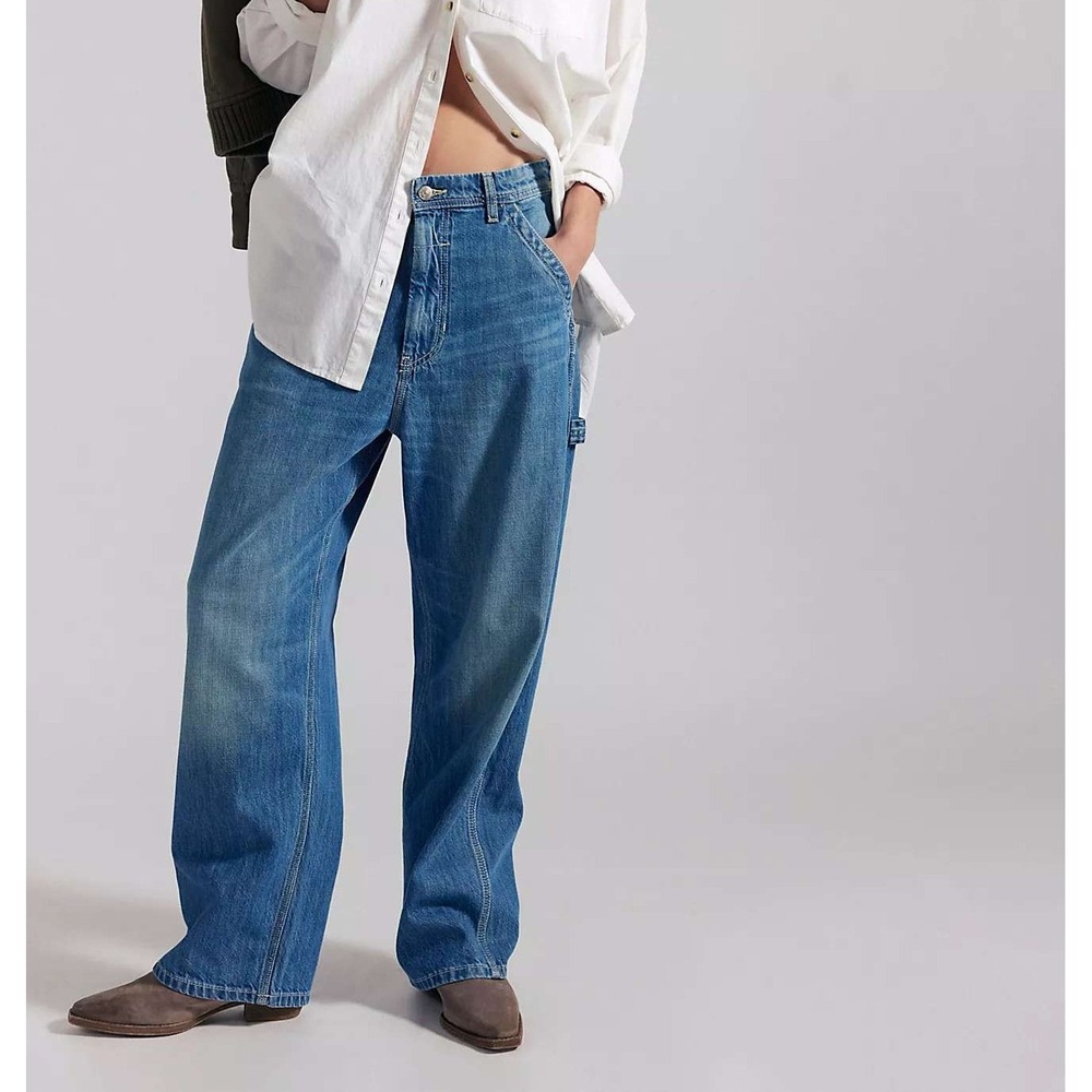 We‎ The Free Easton Low-Rise Workwear Jeans Blue Lake Size 30 NWT